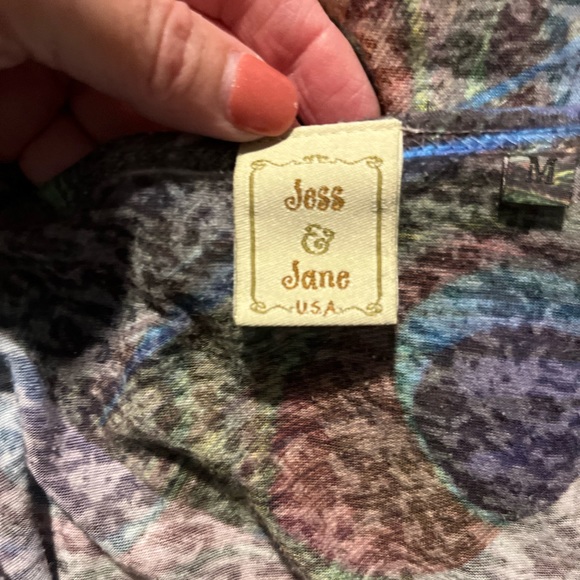 Jess and Jane Top Womens Medium Abstract Studded Boho Artsy - Picture 5 of 5